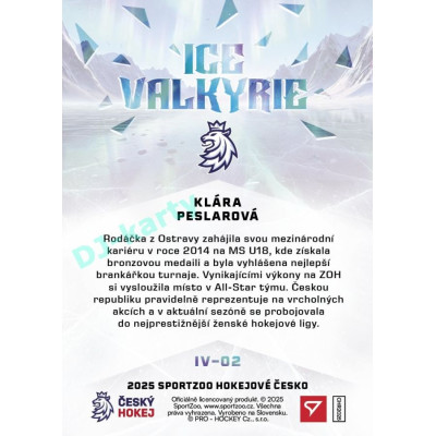 2025 Sportzoo Hokejové ČESKO #IV-02 Klára Peslarová Ice Valkyrie