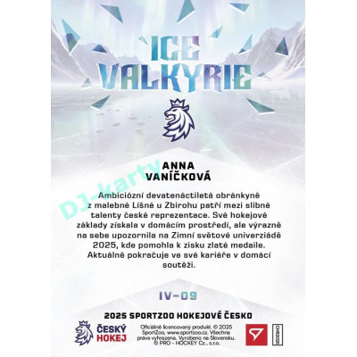 2025 Sportzoo Hokejové ČESKO #IV-09 Anna Vaníčková Ice Valkyrie