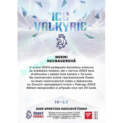 2025 Sportzoo Hokejové ČESKO #IV-13 Noemi Neubauerová Ice Valkyrie