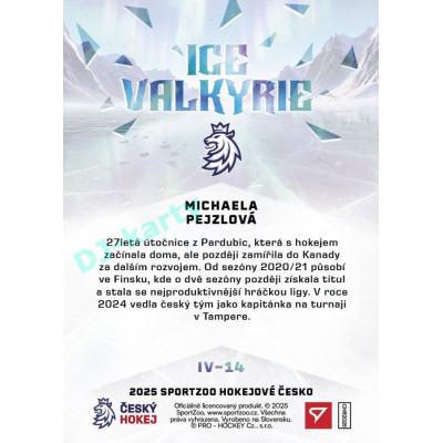 2025 Sportzoo Hokejové ČESKO #IV-14 Michaela Pejzlová Ice Valkyrie