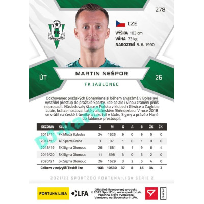 2021/22 Sportzoo Fortuna Liga 2. série #278 Martin Nešpor