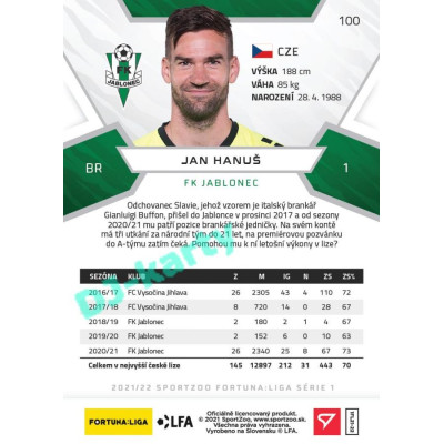 2021/22 Sportzoo Fortuna Liga Jan Hanuš #100