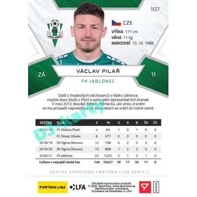 2021/22 Sportzoo Fortuna Liga Václav Pilař #107