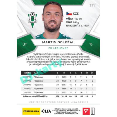 2021/22 Sportzoo Fortuna Liga Martin Doležal #111