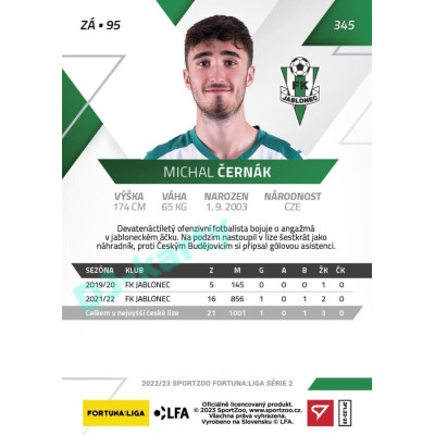 2022/23 Sportzoo Fortuna Liga 2. série #345 Michal Černák