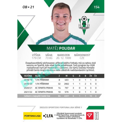 2022/23 Sportzoo Fortuna Liga 1. série #154 Matěj Polidar