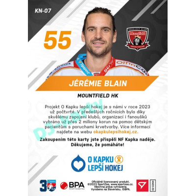 2022/23 Sportzoo O kapku lepší hokej #KN-07 Jérémie Blain