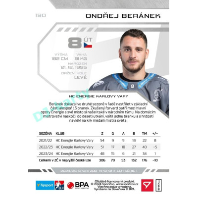 2024/25 Sportzoo ELH 1. serie #190 Ondřej Beránek