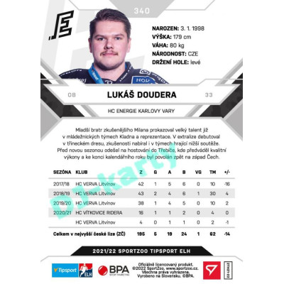 2021/22 Sportzoo TIPSPORT ELH 2. série #340 Lukáš Doudera