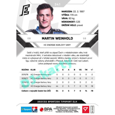 2021/22 Sportzoo TIPSPORT ELH 2. série #341 Martin Weinhold