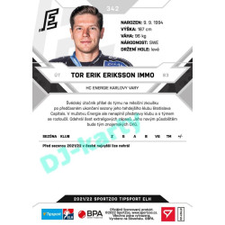 2021/22 Sportzoo TIPSPORT ELH 2. série #342 Tor Erik Eriksson Immo
