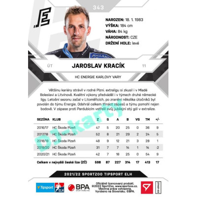 2021/22 Sportzoo TIPSPORT ELH 2. série #343 Jaroslav Kracík