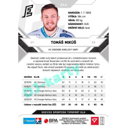 2021/22 Sportzoo TIPSPORT ELH 2. série #344 Tomáš Mikúš