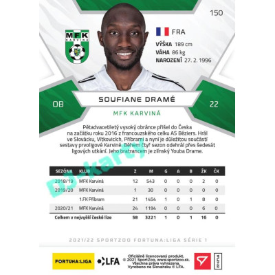 2021/22 Sportzoo Fortuna Liga Soufiane Dramé #150