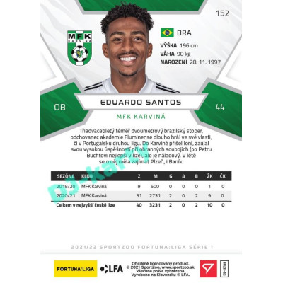 2021/22 Sportzoo Fortuna Liga Eduardo Santos #152