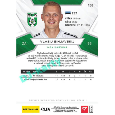 2021/22 Sportzoo Fortuna Liga Vlasij Sinjavskij #158