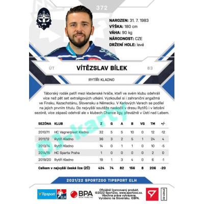 2021/22 Sportzoo TIPSPORT ELH 2. série #372 Vítězslav Bílek