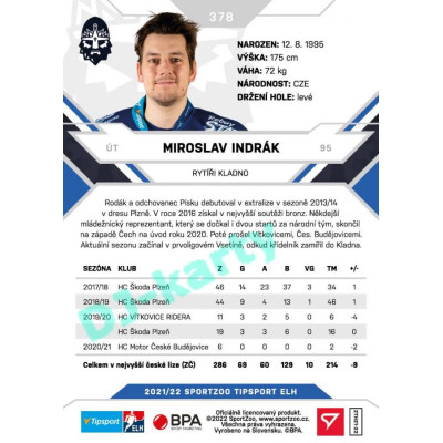 2021/22 Sportzoo TIPSPORT ELH 2. série #378 Miroslav Indrák