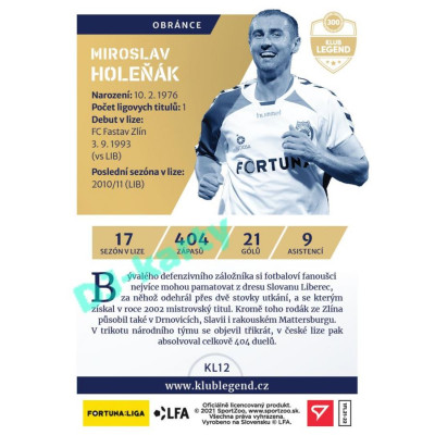 2021/22 Sportzoo Fortuna Liga Miroslav Holeňák #KL12 Klub Legend