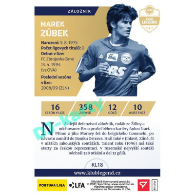 2021/22 Sportzoo Fortuna Liga Marek Zúbek #KL18 Klub Legend