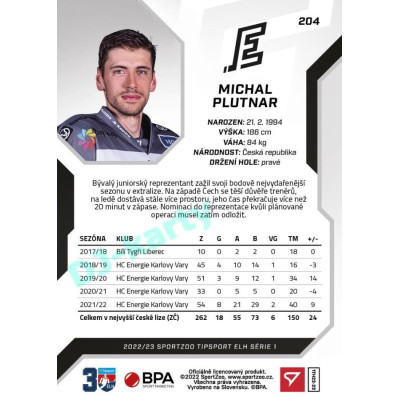 2022/23 Sportzoo ELH 1. série #204 Michal Plutnar