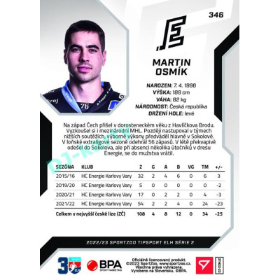 2022/23 Sportzoo ELH 2. série #346 Martin Osmík