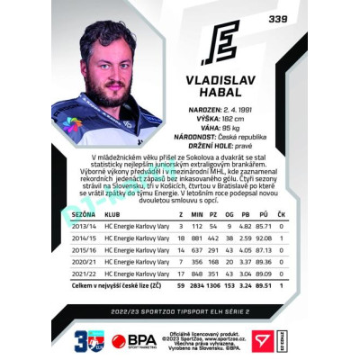 2022/23 Sportzoo ELH 2. série #339 Vladislav Habal