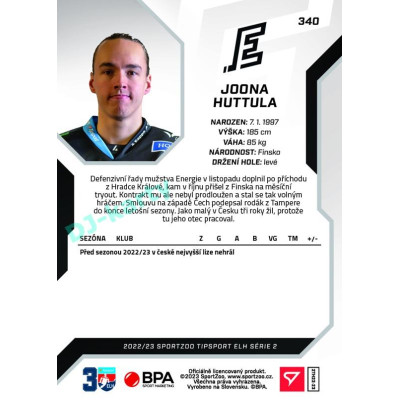 2022/23 Sportzoo ELH 2. série #340 Joona Huttula