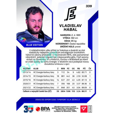 2022/23 Sportzoo ELH 2. série #339 Vladislav Habal Blue xx/99