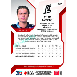 2022/23 Sportzoo ELH 2. série #347 Filip Koffer Red xx/49
