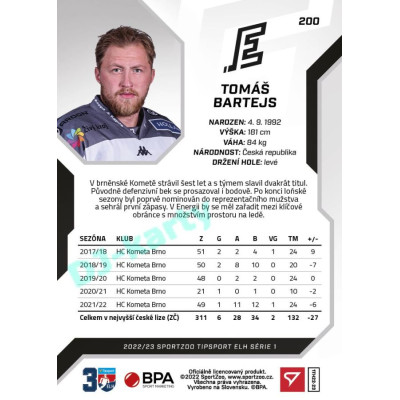 2022/23 Sportzoo ELH 1. série #200 Tomáš Bartejs