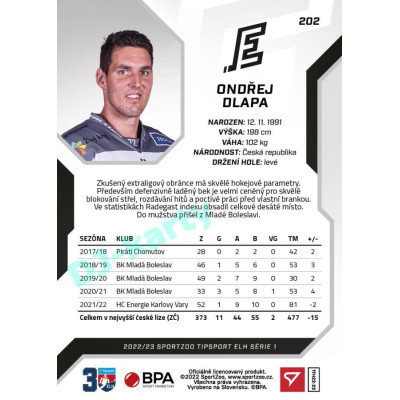 2022/23 Sportzoo ELH 1. série #202 Ondřej Dlapa