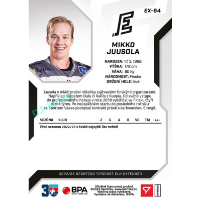 2022/23 Sportzoo ELH Extended #EX-64 Mikko Juusola