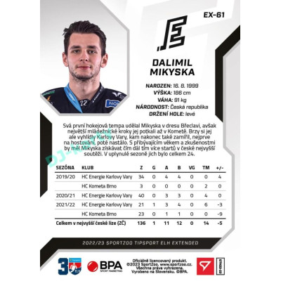 2022/23 Sportzoo ELH Extended #EX-61 Dalimil Mikyska