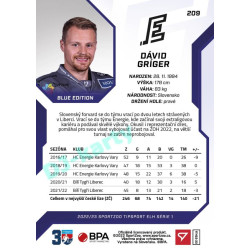 2022/23 Sportzoo ELH 1. série #209 Dávid Gríger Blue xx/99