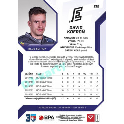 2022/23 Sportzoo ELH 1. série #212 David Kofroň Blue xx/99