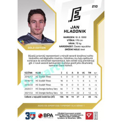 2022/23 Sportzoo ELH 1. série #210 Jan Hladonik Gold xx/19
