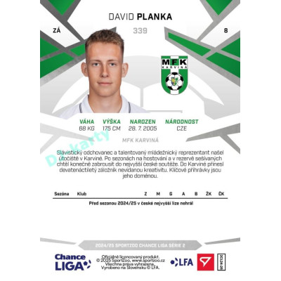 2024/25 Sportzoo Chance Liga 2. série #339 David Planka