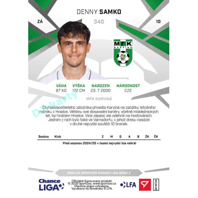 2024/25 Sportzoo Chance Liga 2. série #340 Denny Samko
