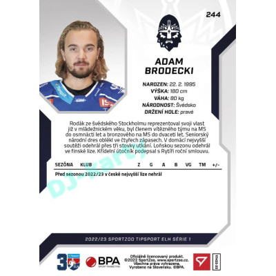 2022/23 Sportzoo ELH 1. série #244 Adam Brodecki