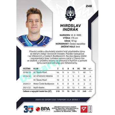 2022/23 Sportzoo ELH 1. série #246 Miroslav Indrák