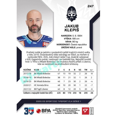 2022/23 Sportzoo ELH 1. série #247 Jakub Klepiš