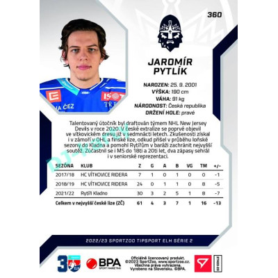 2022/23 Sportzoo ELH 2. série #360 Jaromír Pytlík