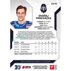 2022/23 Sportzoo ELH Extended #EX-72 Ondřej Procházka
