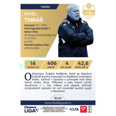 2024/25 Sportzoo Chance Liga 2. série #KL43 Pavel Tobiáš Klub Legend