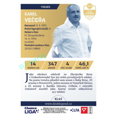 2024/25 Sportzoo Chance Liga 2. série #KL45 Karel Večeřa Klub Legend