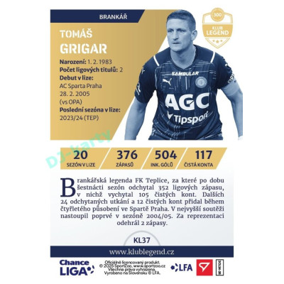 2024/25 Sportzoo Chance Liga 2. série #KL37 Tomáš Grigar Klub Legend