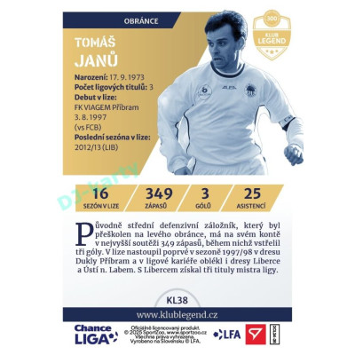 2024/25 Sportzoo Chance Liga 2. série #KL38 Tomáš Janů Klub Legend