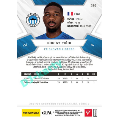 2021/22 Sportzoo Fortuna Liga 2. série #259 Christ Tiéhi