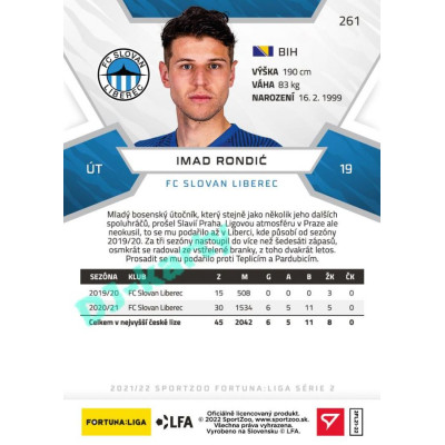 2021/22 Sportzoo Fortuna Liga 2. série #261 Imad Rondić